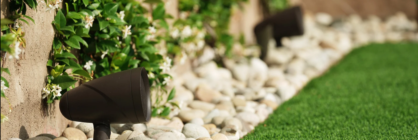 Sonance Patio Series Patio 4.1 outdoor speaker system in a landscape setting